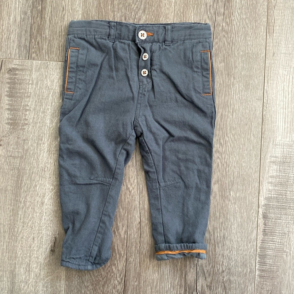 Obaibi Gray pants with Brown Stitching